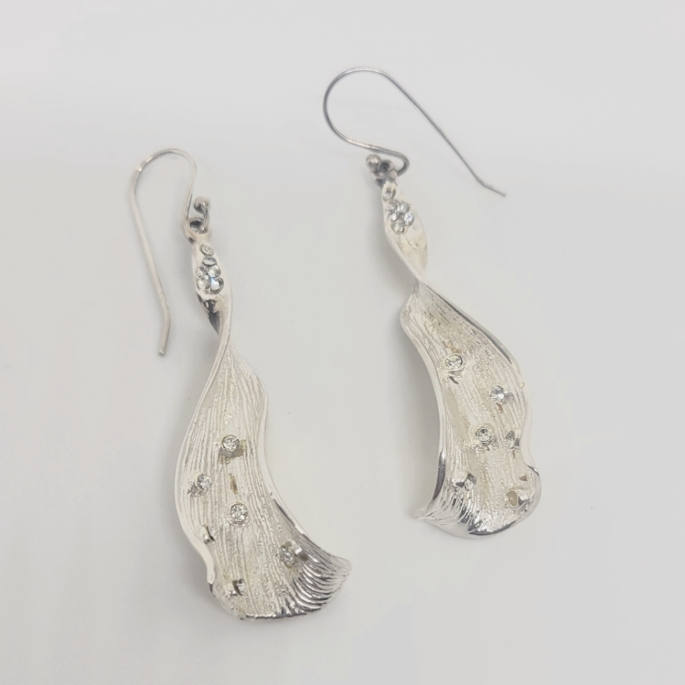 Elegant Sterling Silver And Crystal Earrings